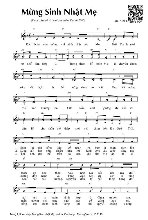 Sheet PDF of Mừng Sinh Nhật Mẹ