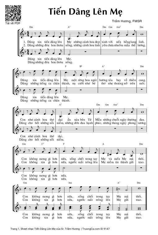 Sheet PDF of Tiến Dâng Lên Mẹ