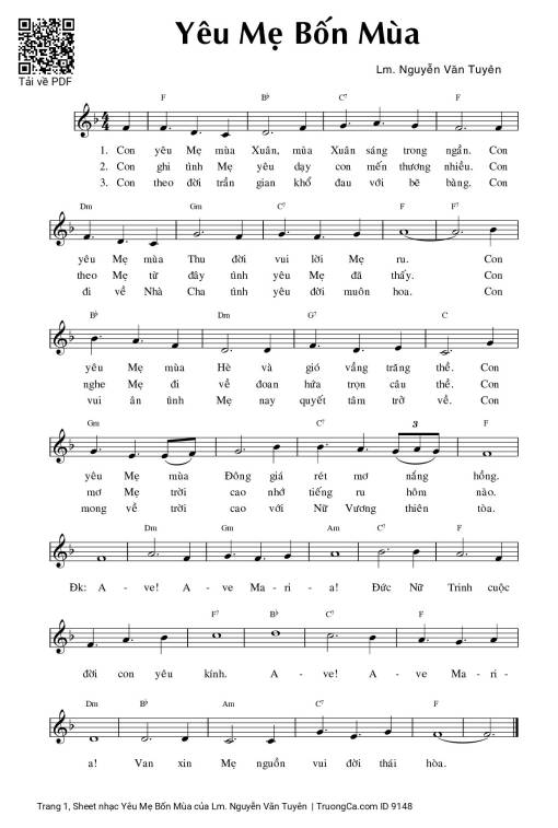 Sheet PDF of Yêu Mẹ Bốn Mùa
