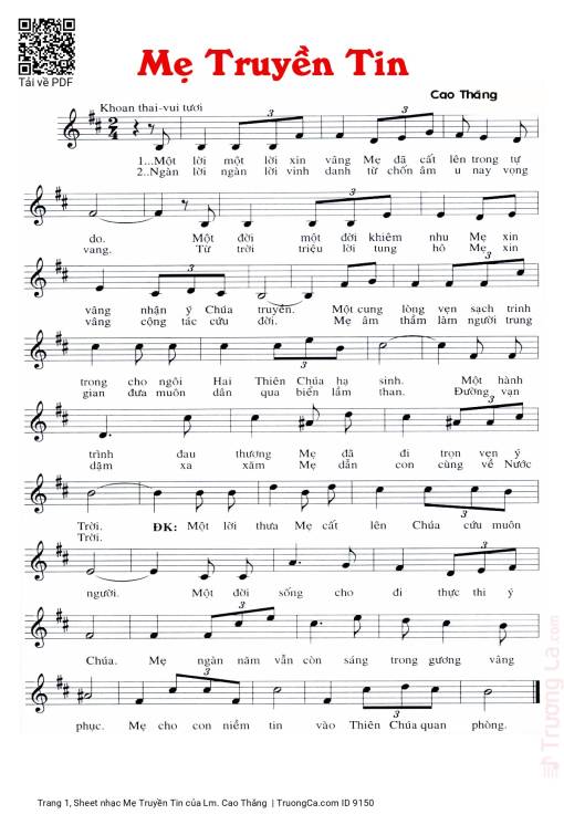 Sheet PDF of Mẹ Truyền Tin