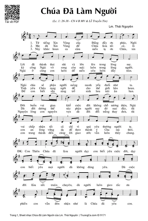 Sheet PDF of Chúa đã Làm Người