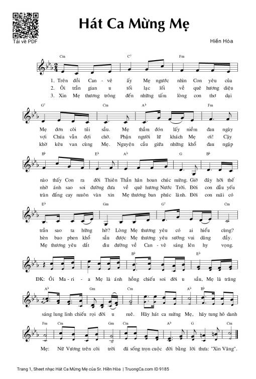Sheet PDF of Hát Ca Mừng Mẹ