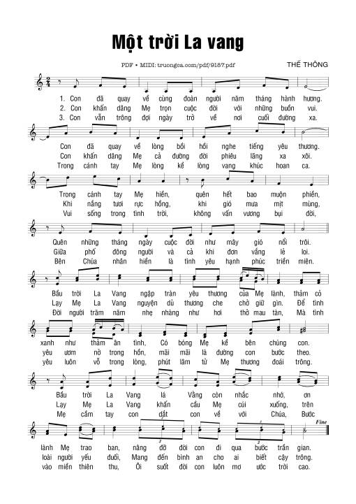 Sheet PDF of Một Trời La Vang
