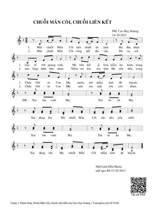 Sheet PDF of Chuỗi Mân Côi, Chuỗi Liên Kết