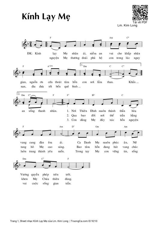 Sheet PDF of Kính Lạy Mẹ