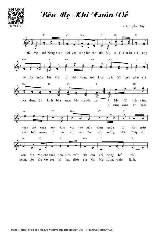 Sheet PDF of Bên Mẹ Khi Xuân Về