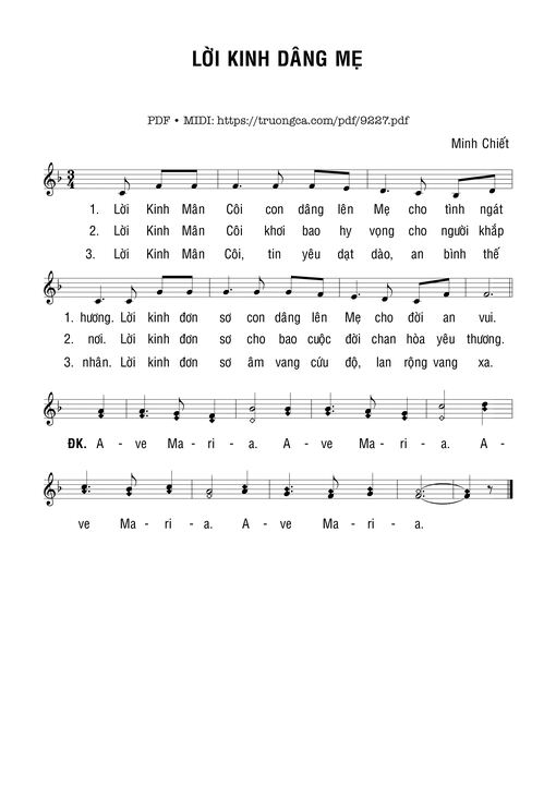 Sheet PDF of Lời Kinh Dâng Mẹ
