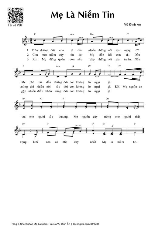 Sheet PDF of Mẹ Là Niềm Tin
