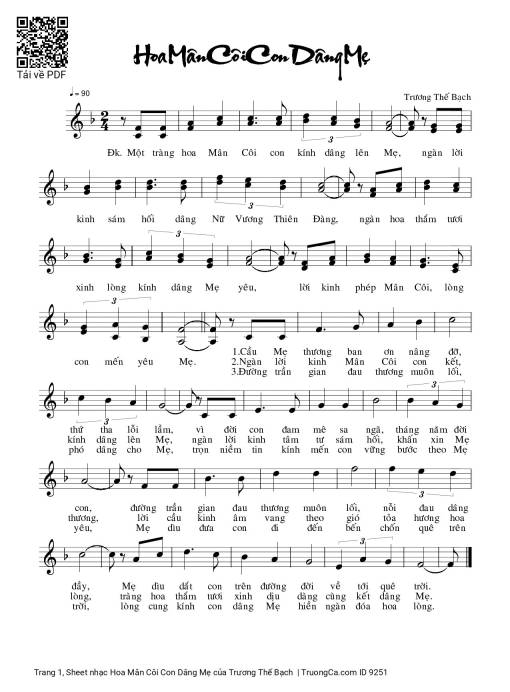 Sheet PDF of Hoa Mân Côi Con Dâng Mẹ
