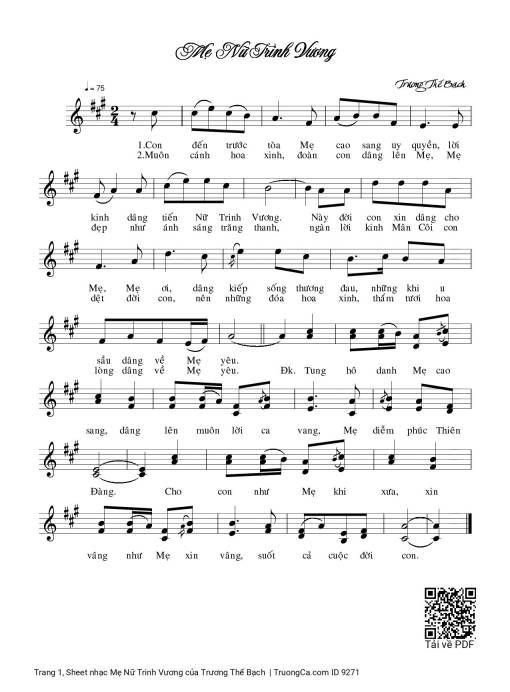 Sheet PDF of Mẹ Nữ Trinh Vương