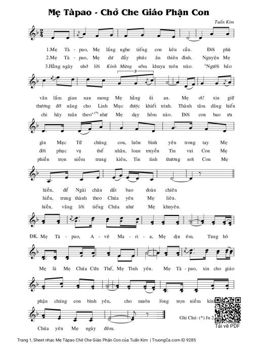 Mẹ Tàpao Chở Che Giáo Phận Con