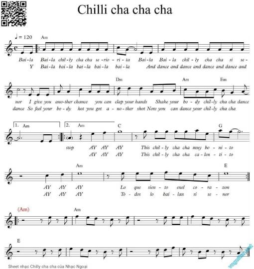 Sheet PDF of Chilly cha cha - Nhạc Ngoại