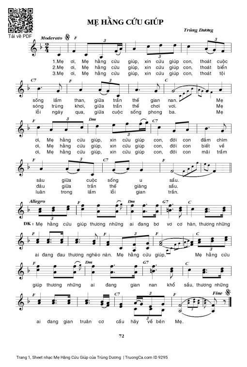 Sheet PDF of Mẹ Hằng Cứu Giúp