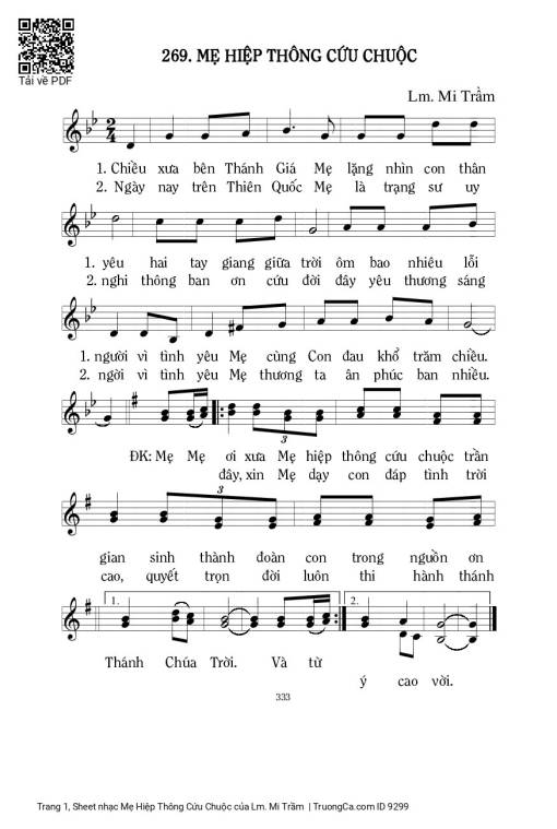 Sheet PDF of Mẹ Hiệp Thông Cứu Chuộc