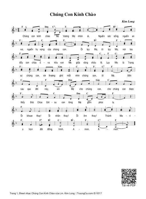 Sheet PDF of Chúng Con Kính Chào