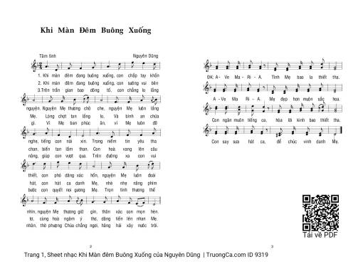 Sheet PDF of Khi Màn đêm Buông Xuống