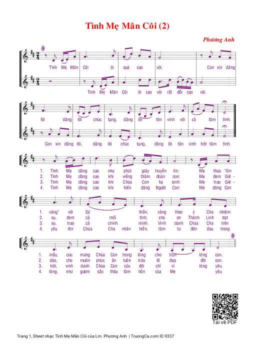 Sheet PDF of Tình Mẹ Mân Côi