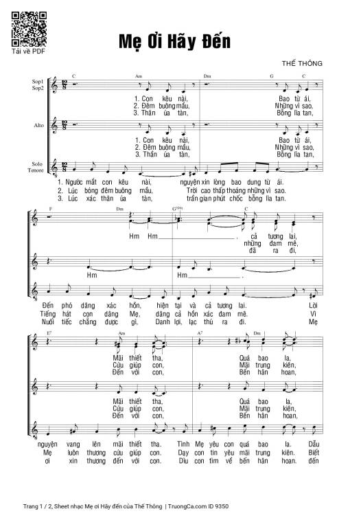 Sheet PDF of Mẹ ơi Hãy đến