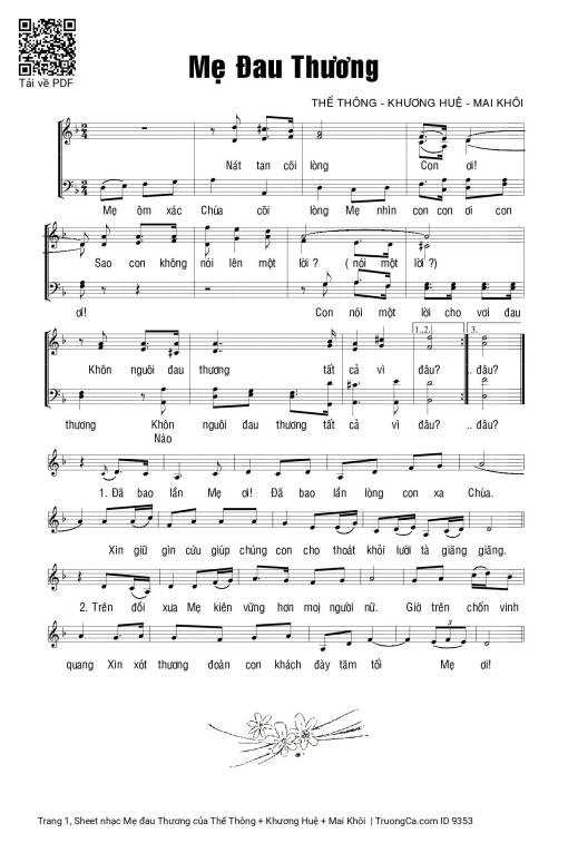 Sheet PDF of Mẹ đau Thương