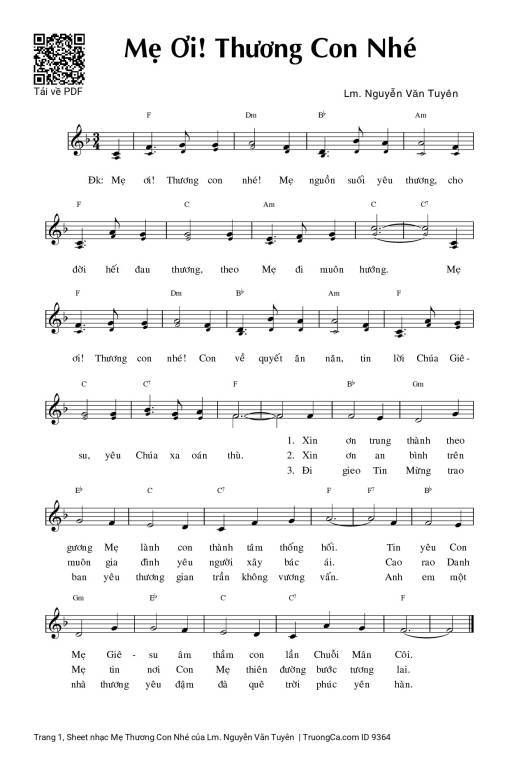 Sheet PDF of Mẹ Thương Con Nhé