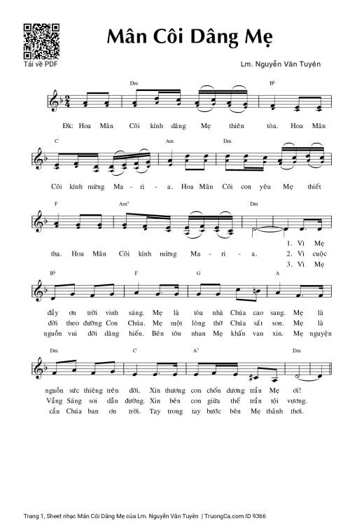 Sheet PDF of Mân Côi Dâng Mẹ