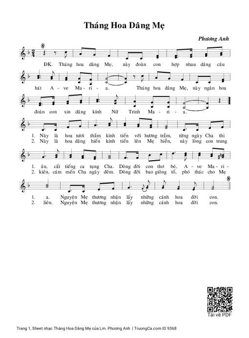 Sheet PDF of Tháng Hoa Dâng Mẹ