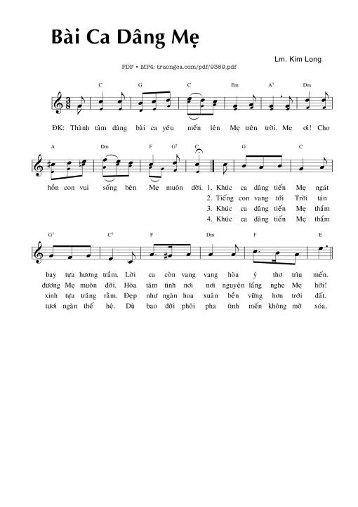 Bài Ca Dâng Mẹ - Lm. Kim Long