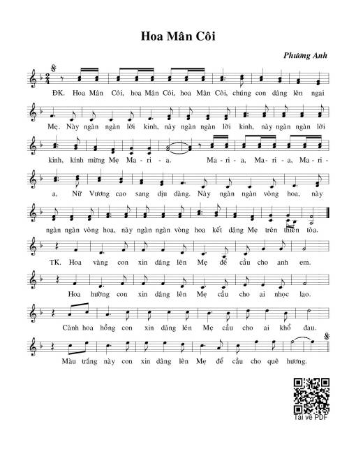 Sheet PDF of Hoa Mân Côi - Lm. Phương Anh