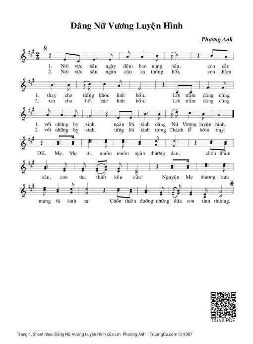 Sheet PDF of Dâng Nữ Vương Luyện Hình