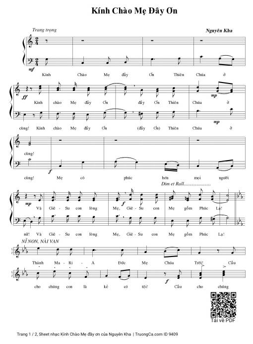 Kính Chào Mẹ đầy ơn