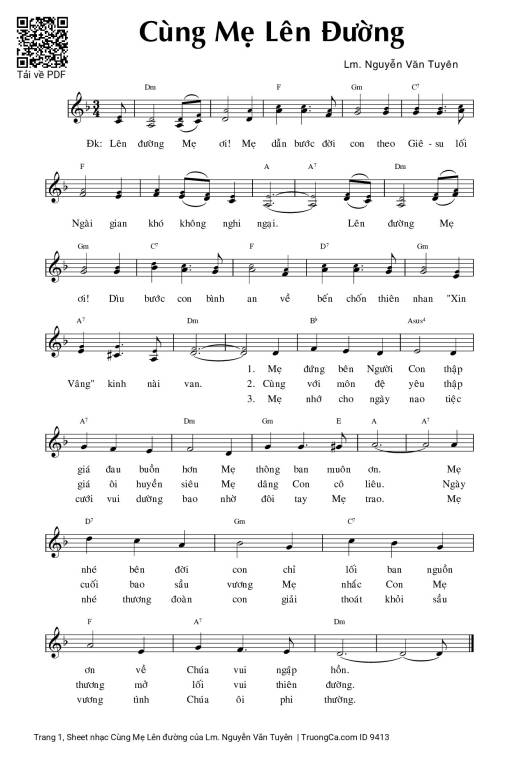 Sheet PDF of Cùng Mẹ Lên đường