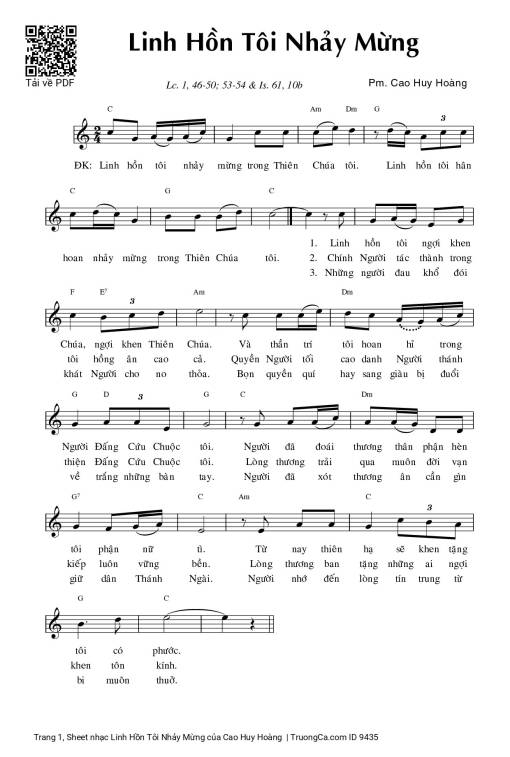 Sheet PDF of Linh Hồn Tôi Nhảy Mừng