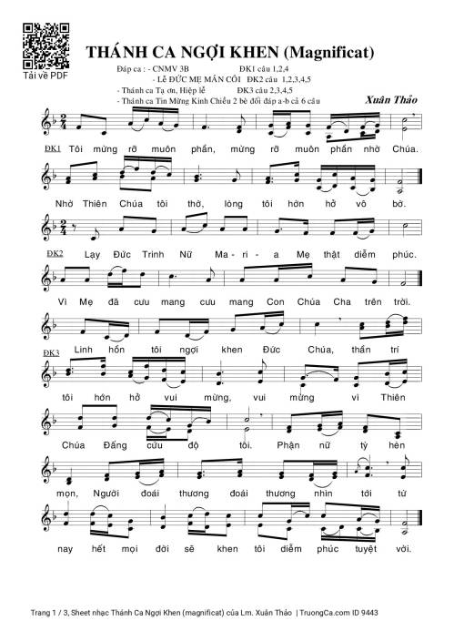 Sheet PDF of Thánh Ca Ngợi Khen (magnificat)
