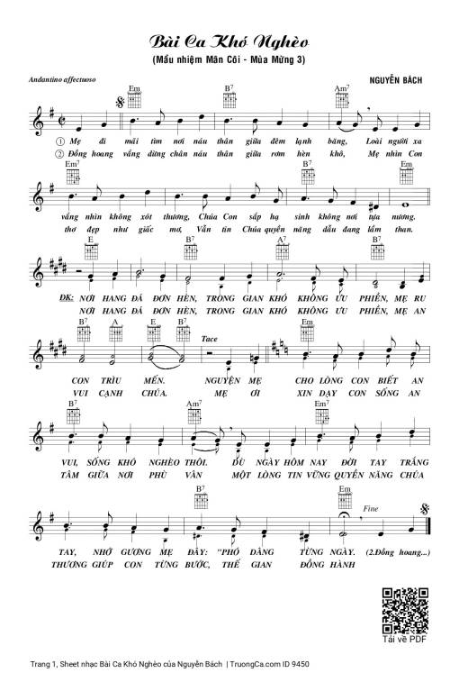 Sheet PDF of Bài Ca Khó Nghèo