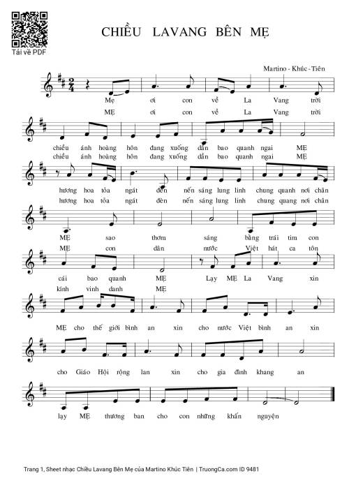 Sheet PDF of Chiều Lavang Bên Mẹ