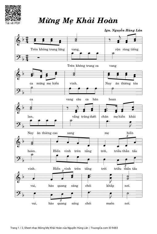 Sheet PDF of Mừng Mẹ Khải Hoàn