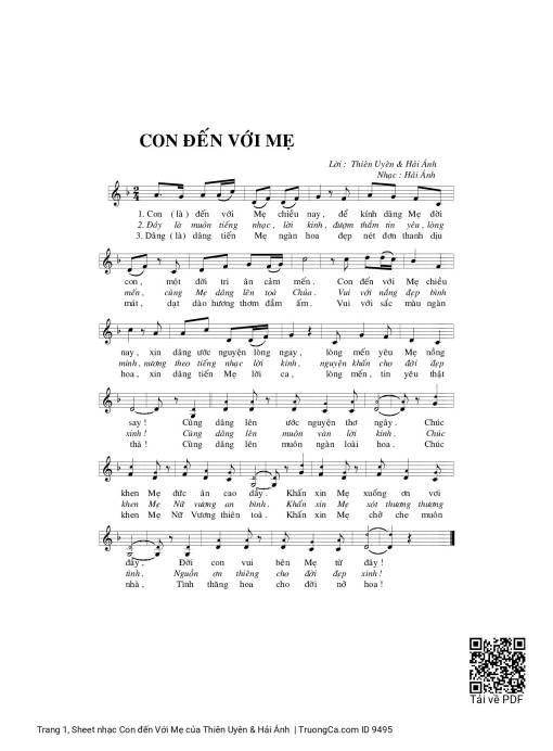 Sheet PDF of Con đến Với Mẹ