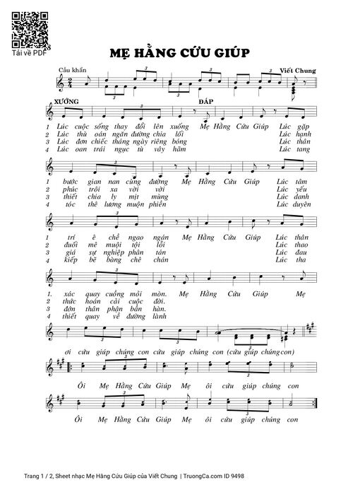 Sheet PDF of Mẹ Hằng Cứu Giúp