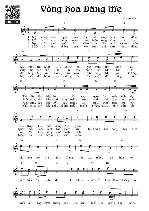 Sheet PDF of Vòng Hoa Dâng Mẹ