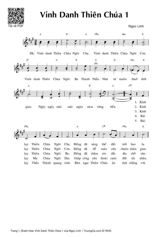 Sheet PDF of Vinh Danh Thiên Chúa 1