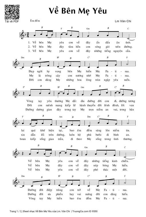 Sheet PDF of Về Bên Mẹ Yêu