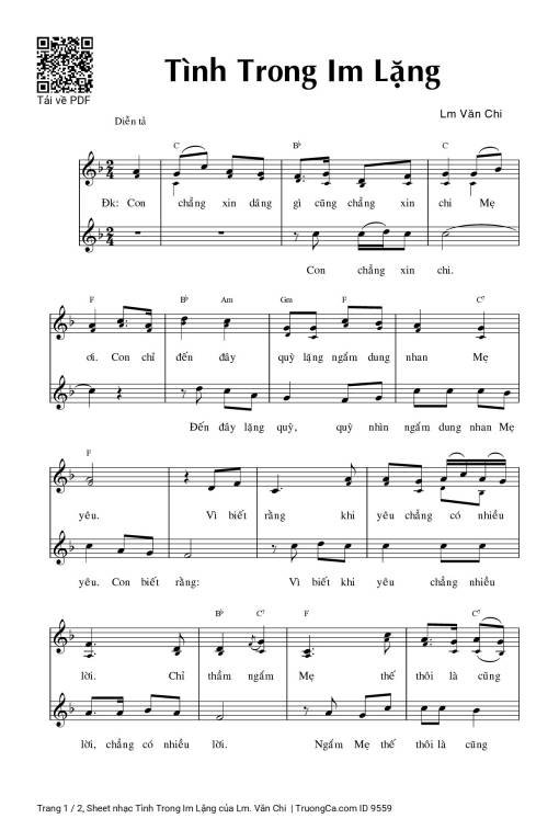 Sheet PDF of Tình Trong Im Lặng