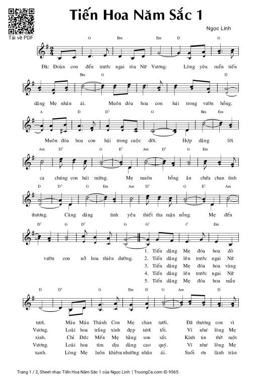 Sheet PDF of Tiến Hoa Năm Sắc 1