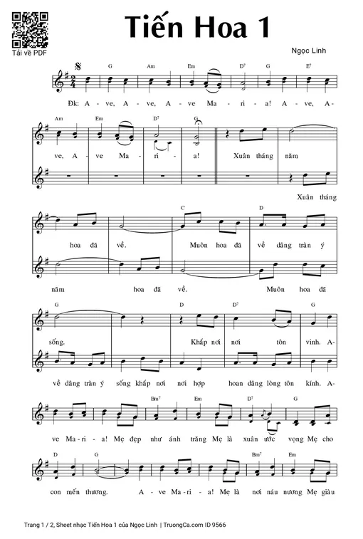 Sheet PDF of Tiến Hoa 1 - Ngọc Linh