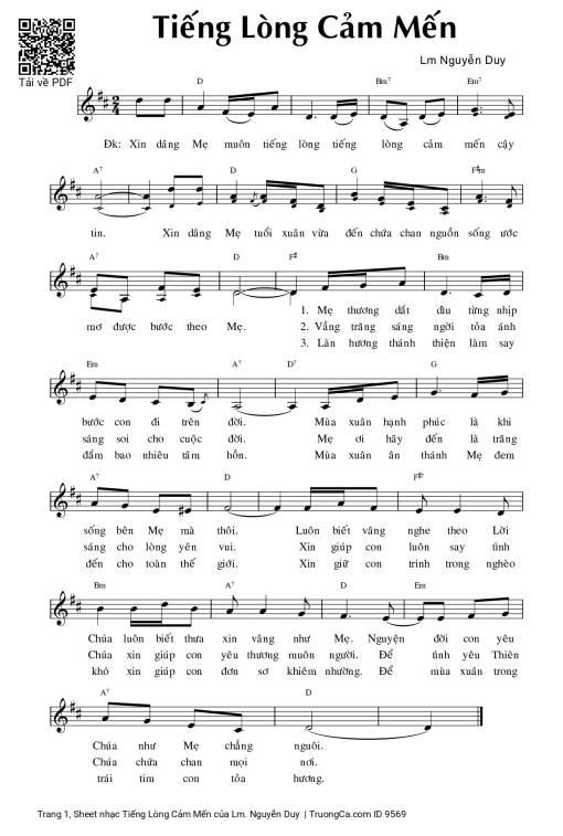 Sheet PDF of Tiếng Lòng Cảm Mến