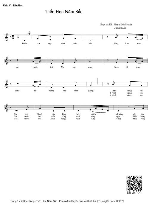 Sheet PDF of Tiến Hoa Năm Sắc - Phạm đức Huyến