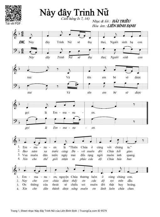 Sheet PDF of Này đây Trinh Nữ