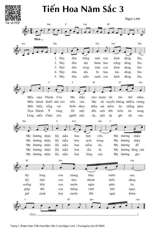 Sheet PDF of Tiến Hoa Năm Sắc 3