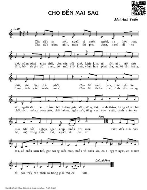 Sheet PDF of Cho đến mai sau