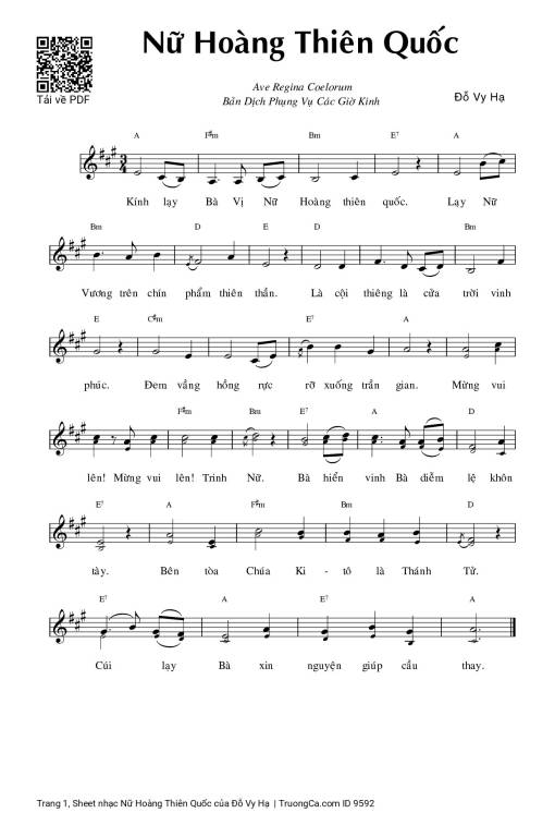 Sheet PDF of Nữ Hoàng Thiên Quốc
